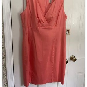 NWT Anne Klein coral sleeveless v  neck sheath dress SZ 16